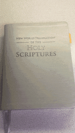 The Watchtower organization's New World Translation of the Holy Scriptures (2013 edition), showing the pages containing John 14 and John 16.